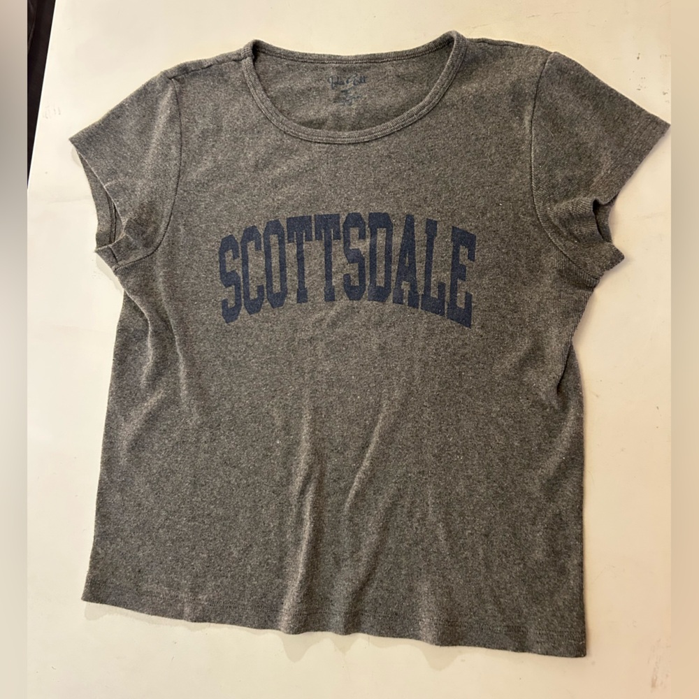 Brandy Melville Gray Tee with Blue Print